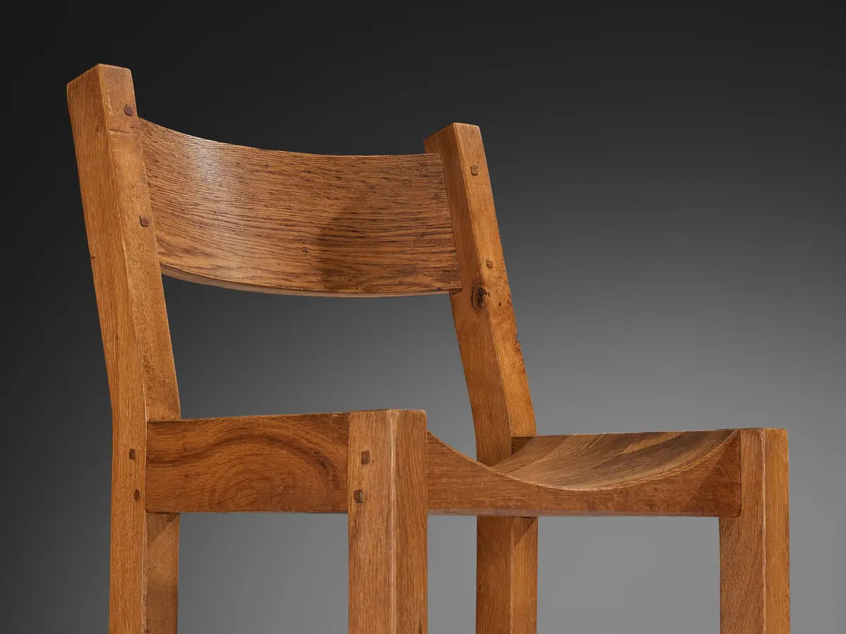 French Minimalist Side Chair In Warm Oak 2