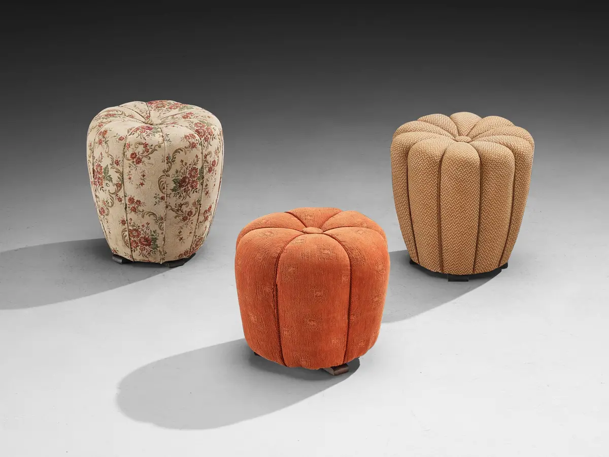 Jindrich Halabala Stools In Decorative Upholstery 1