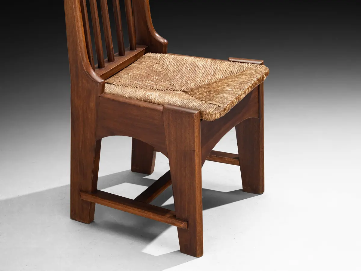 Bas Van Pelt For My Home Pair Of Dining Chairs In Mahogany And Rush 2