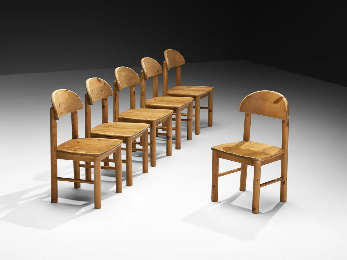 Set Of Six Dining Chairs In Solid Pine 1