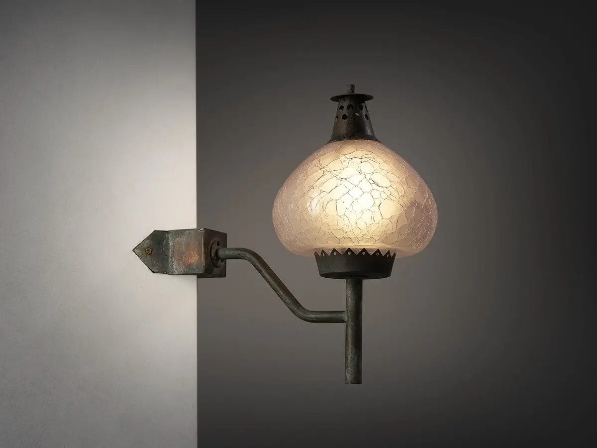 Hans-Agne Jakobsson 'S-1591' Corner Wall Light In Copper And Glass 1