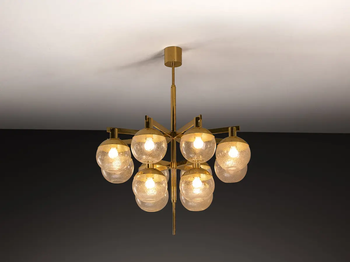 Hans-Agne Jakobsson ‘Pastoral’ Chandelier In Brass With Glass Spheres 1