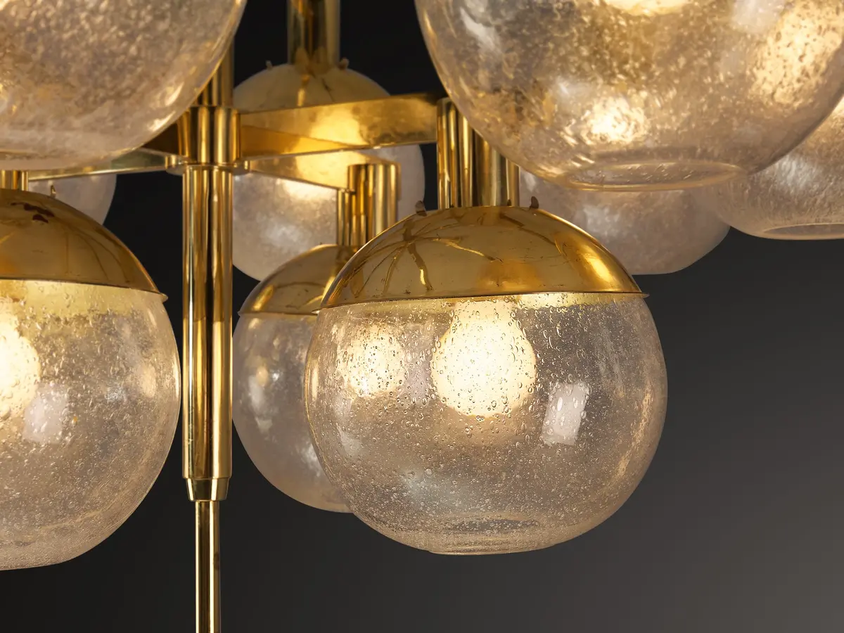 Hans-Agne Jakobsson ‘Pastoral’ Chandelier In Brass With Glass Spheres 2