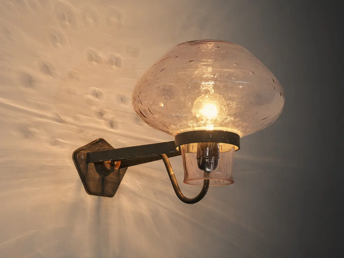 Gunnar Asplund For Asea Wall Light In Blown Glass And Metal 1