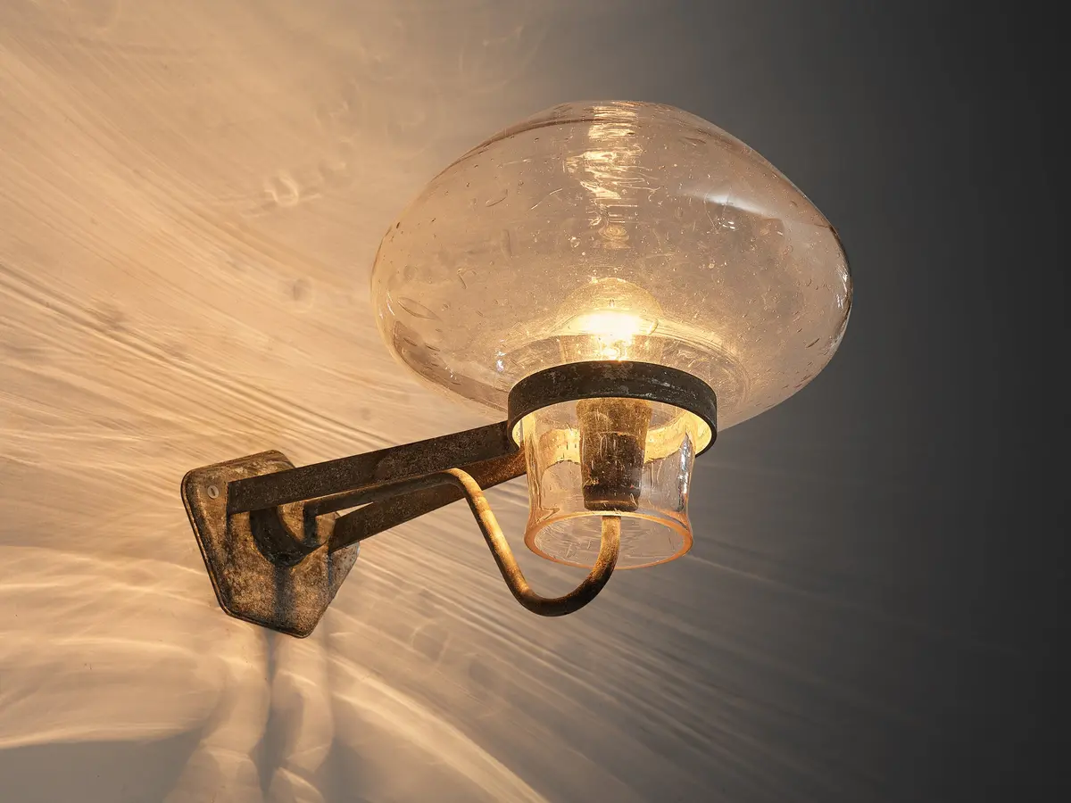 Gunnar Asplund For Asea Wall Light In Blown Glass And Metal 1