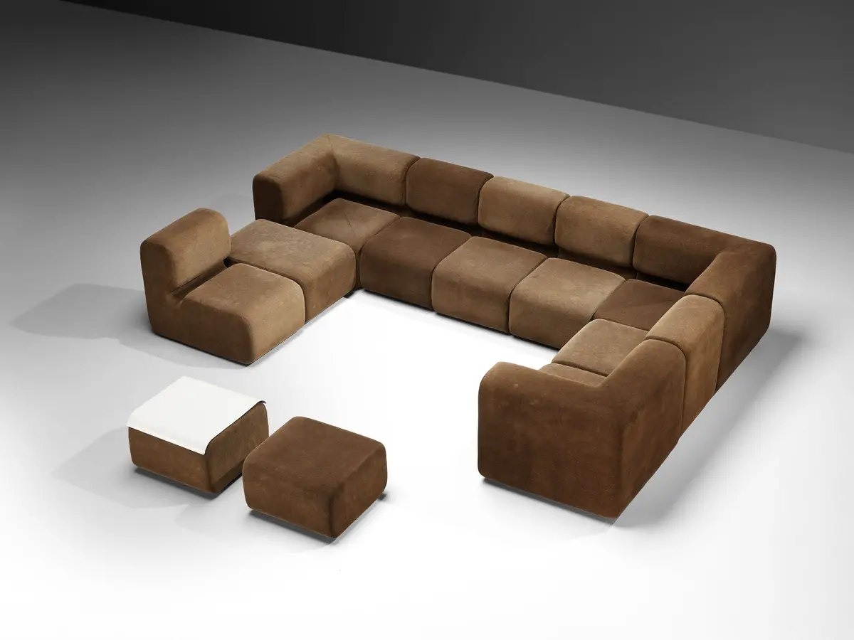 Swiss Grand Modular Sofa In Brown Fabric 1