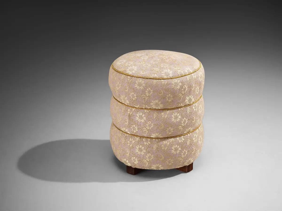 Jindrich Halabala Stool In Decorative Upholstery 1