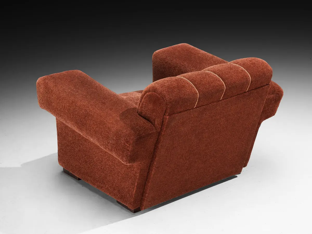 Voluminous Lounge Chair In Burnt Orange Upholstery 2