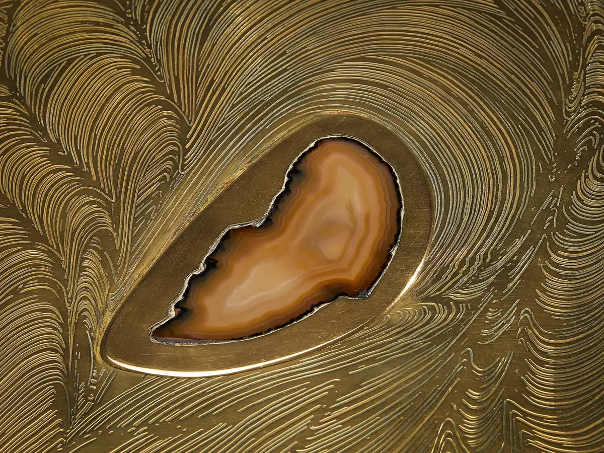 Jean Claude Dresse Coffee Table In Brass Inlayed With Agate 1