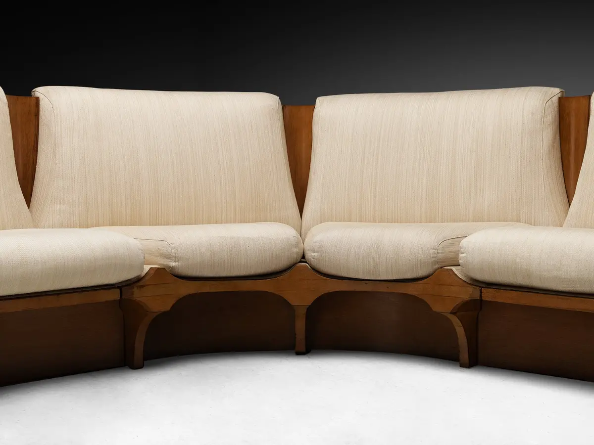 Italian Mid-Century Modern Corner Sofa In Walnut 1
