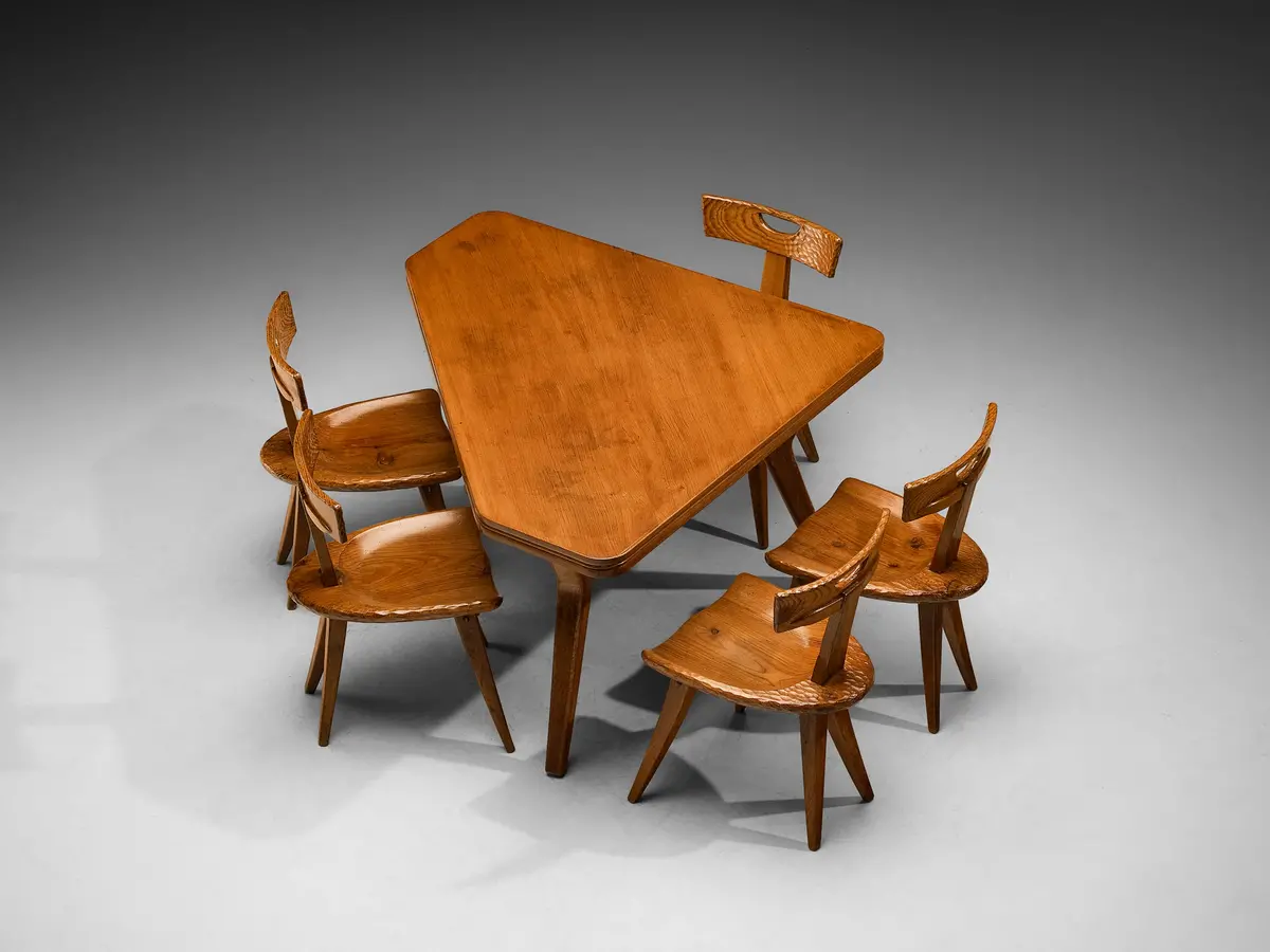 Guglielmo Pecorini Dining Room Set With Chairs And Table In Wood 1