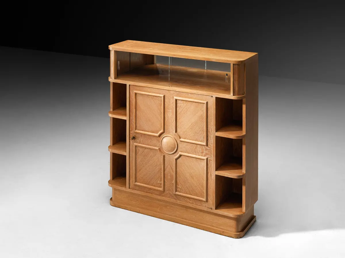 Francisque Chaleyssin French Art Deco Cabinet In Cerused Oak 1