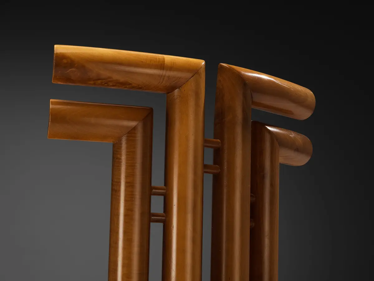 Post-Modern Italian Dining Chairs In Walnut And Cognac Leather 1