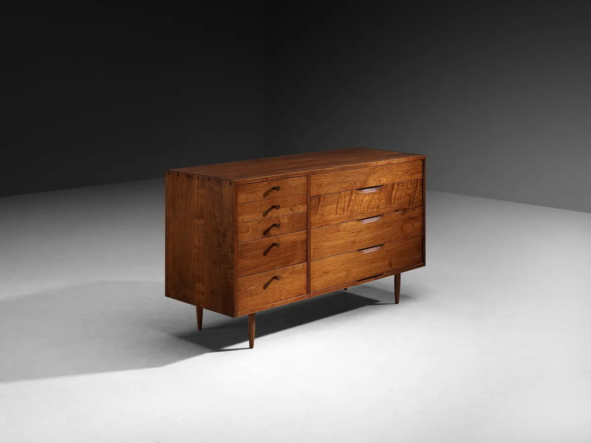 Phillip Lloyd Powell Custom-Made Chest Of Drawers In Solid Walnut 1