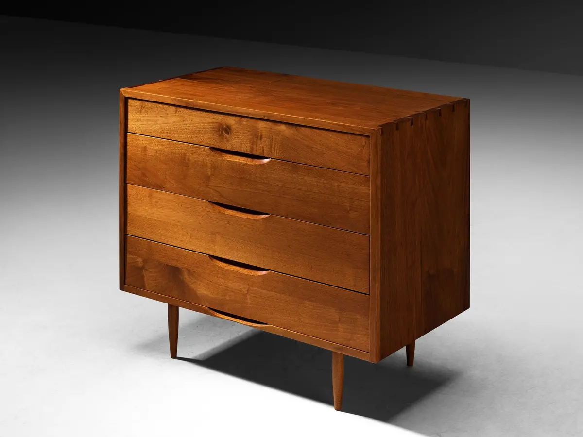 Phillip Lloyd Powell Custom-Made Chest Of Drawers In Solid Walnut 1
