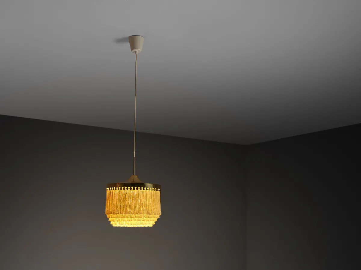 Hans-Agne Jakobsson 'Fringe' Pendant In Silk And Brass 1