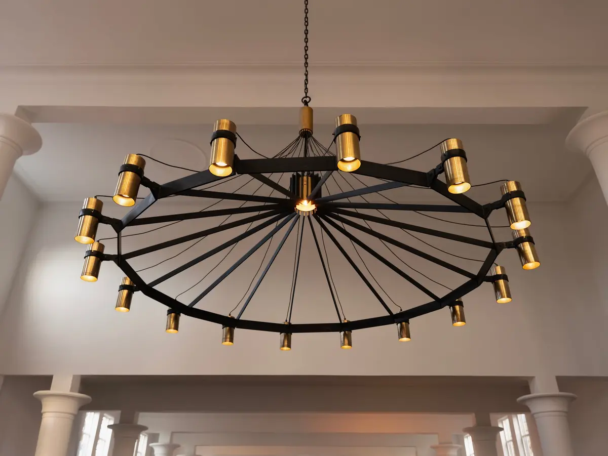 Grand Mid-Century Chandelier In Brass And Metal 360Cm/142 In 1