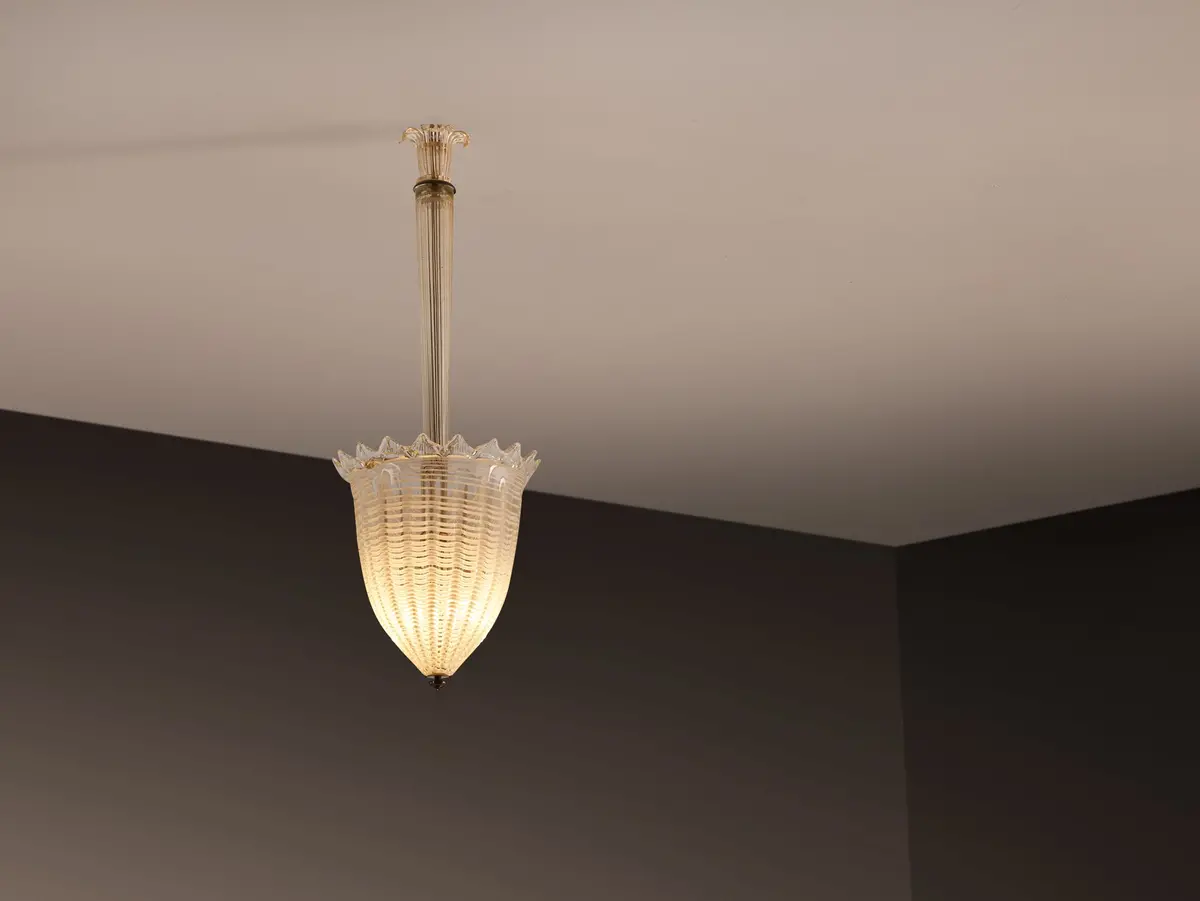 Barovier & Toso Italian Pendant Chandelier In Murano Glass 2