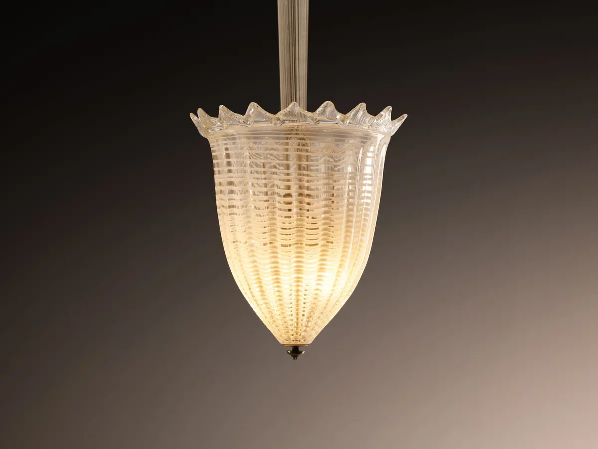 Barovier & Toso Italian Pendant Chandelier In Murano Glass 1