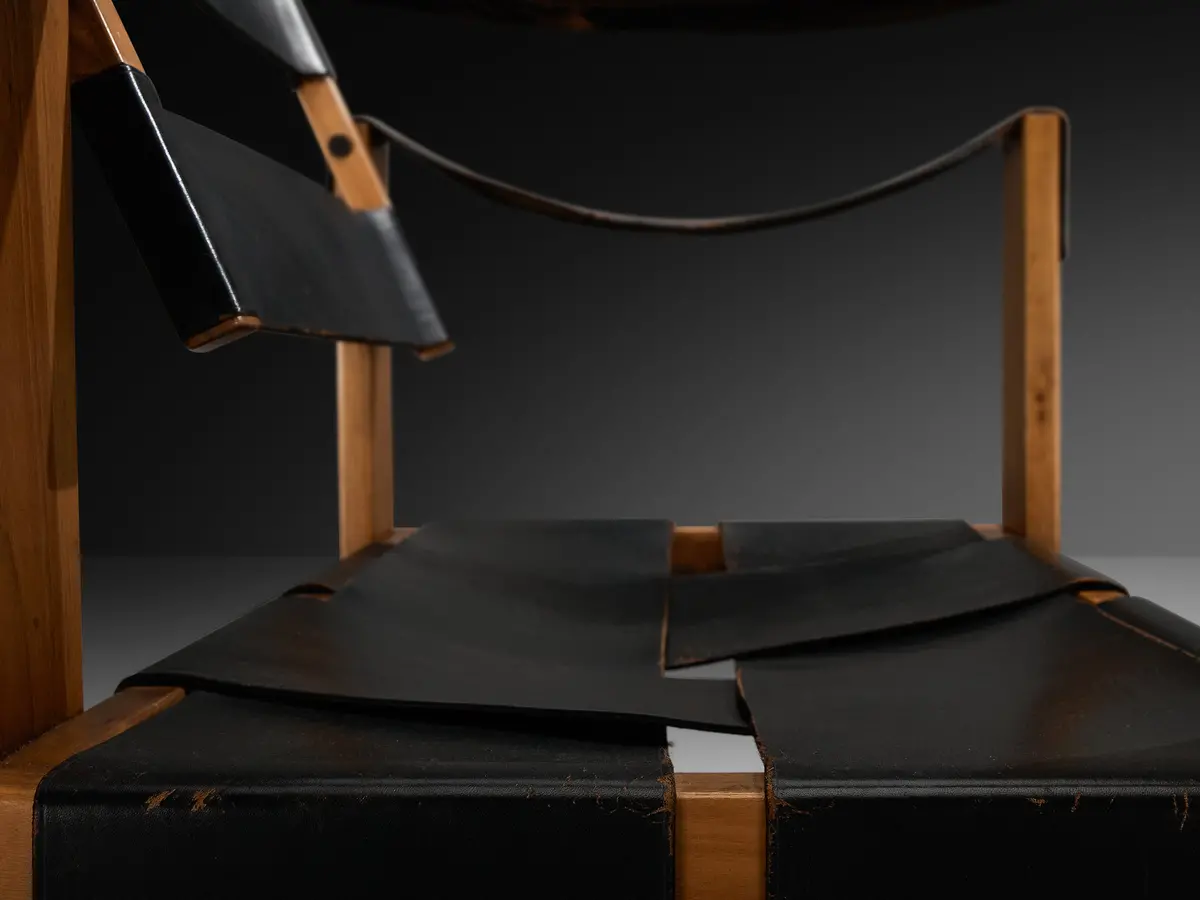 Brutalist Armchair In Leather And Walnut 2