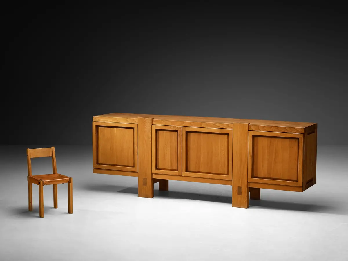 Early Pierre Chapo Sideboard 'R16' In Solid Elm 1