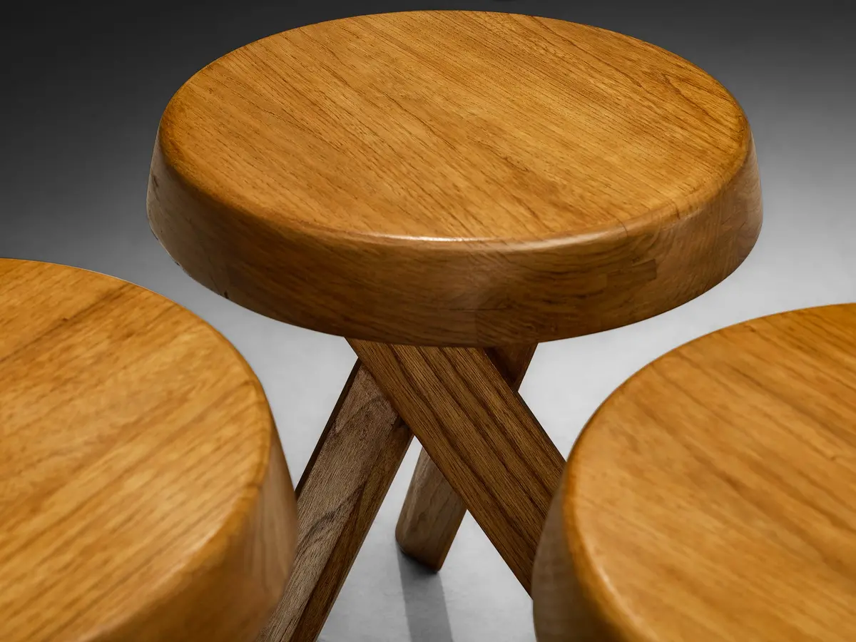 Pierre Chapo Stools 'S13a' In Solid Elm 1