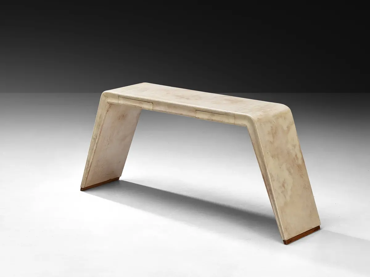 Valzania Italian Art Deco Console Table In Parchment 1