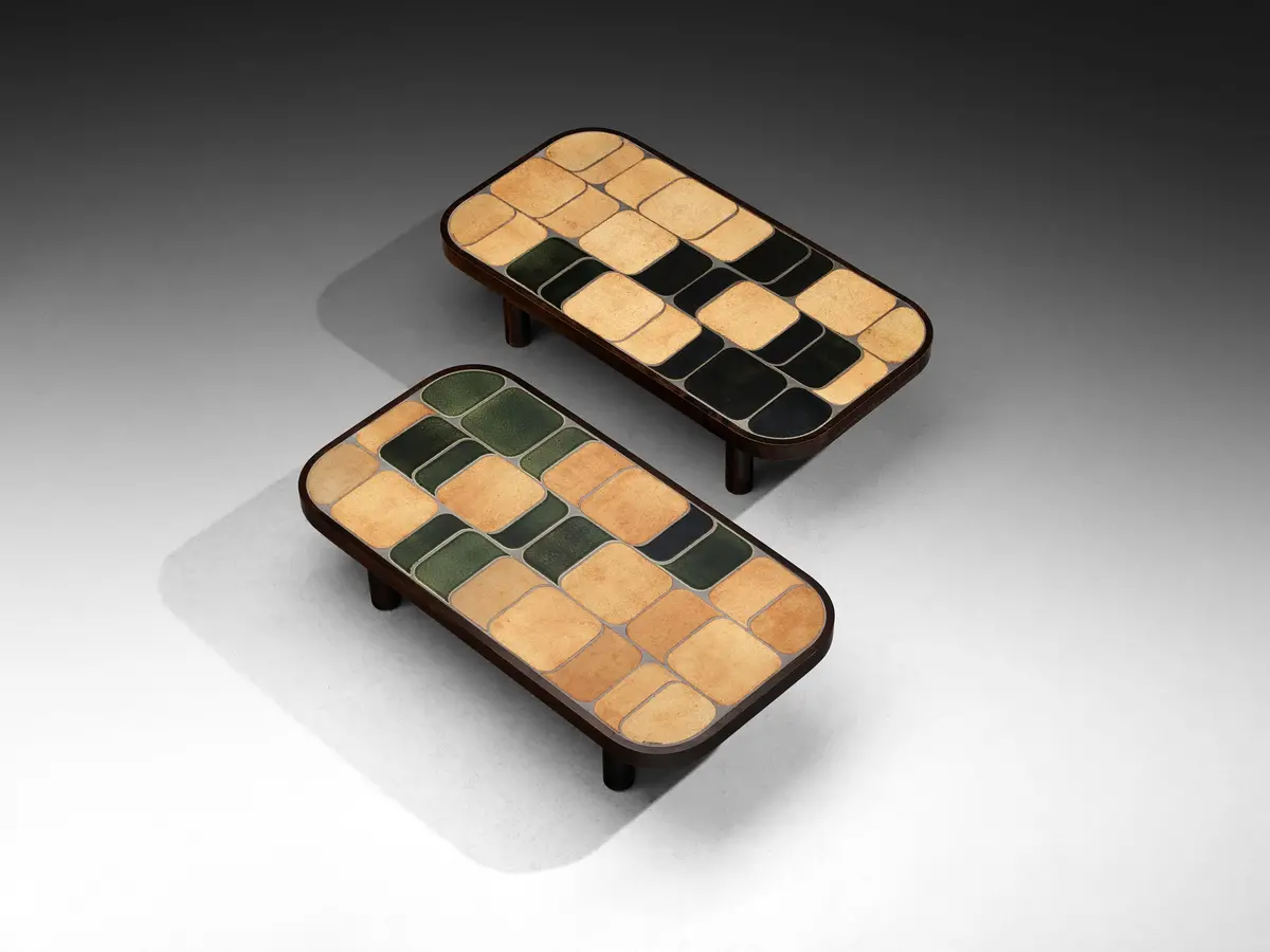 Roger Capron ‘Sou-Chong’ Coffee Tables In Ceramic And Wood 1