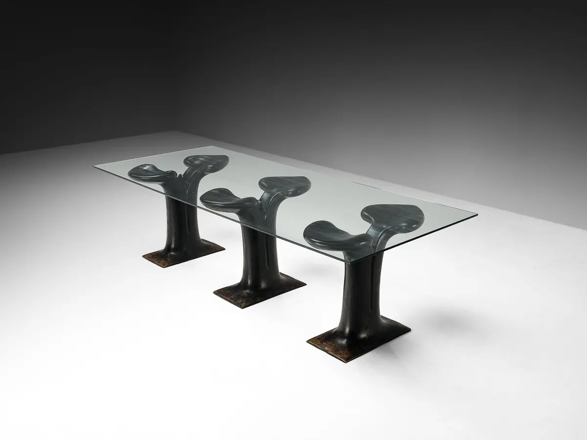 Huub & Adelheid Kortekaas Rare 'Kiem' Dining Or Center Table In Sculpted Bronze 1