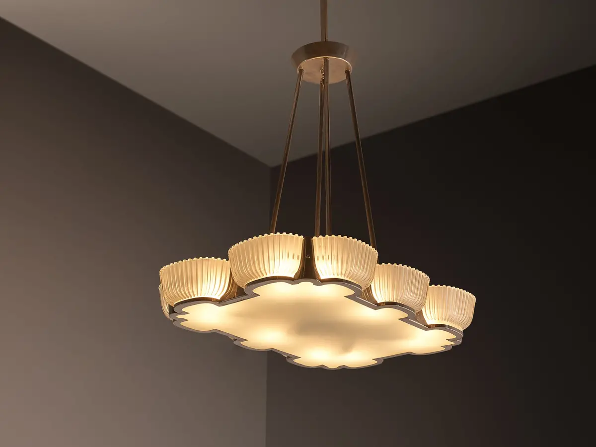 Monumental Art Deco Italian Chandelier 1