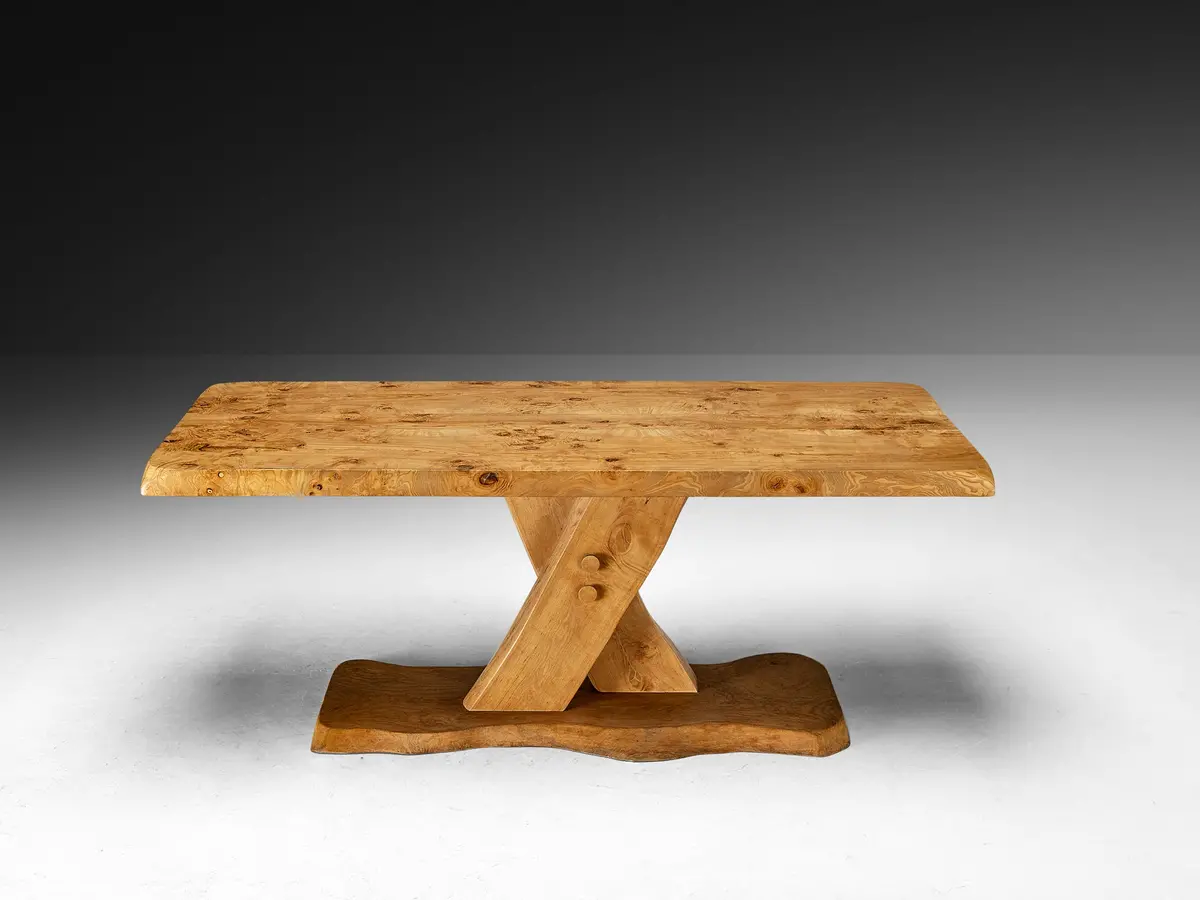Postmodern French Dining Table In Solid Elm 1