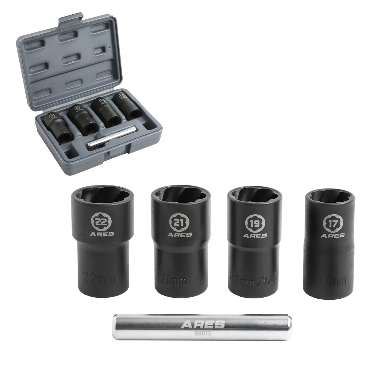 Ares 59013 - 5-Piece Twist Lug Nut Socket Set 1