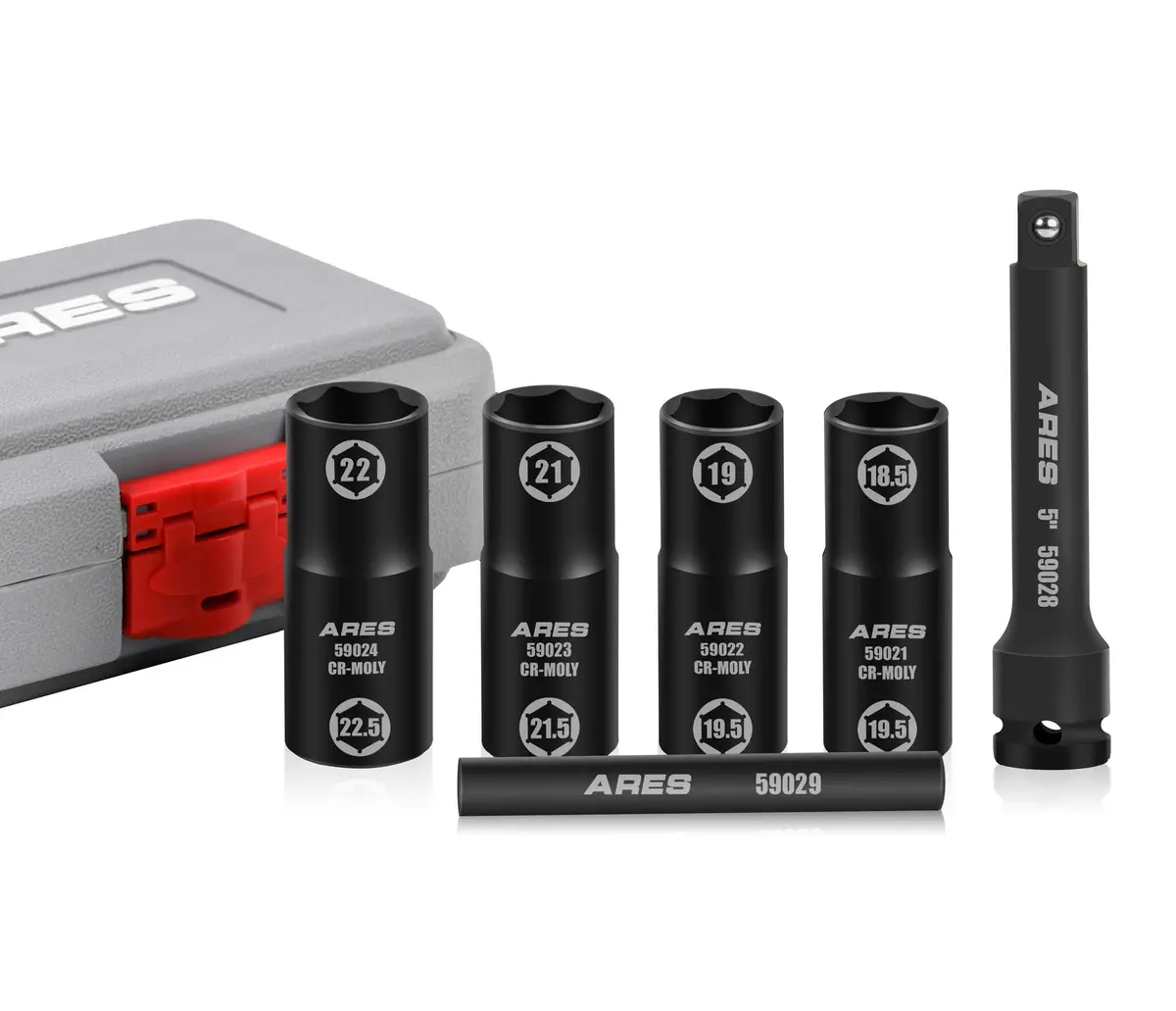 Ares 59065 - 6Pc Half Size Lug Nut Flip Impact Socket Set - 1/2-Inch Drive 1