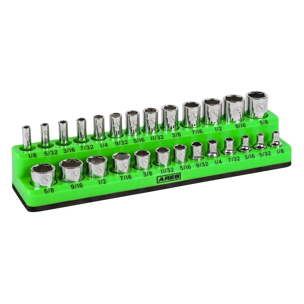 Ares 60005 - 26-Piece 1/4-Inch Green Sae Magnetic Socket Organizer 1