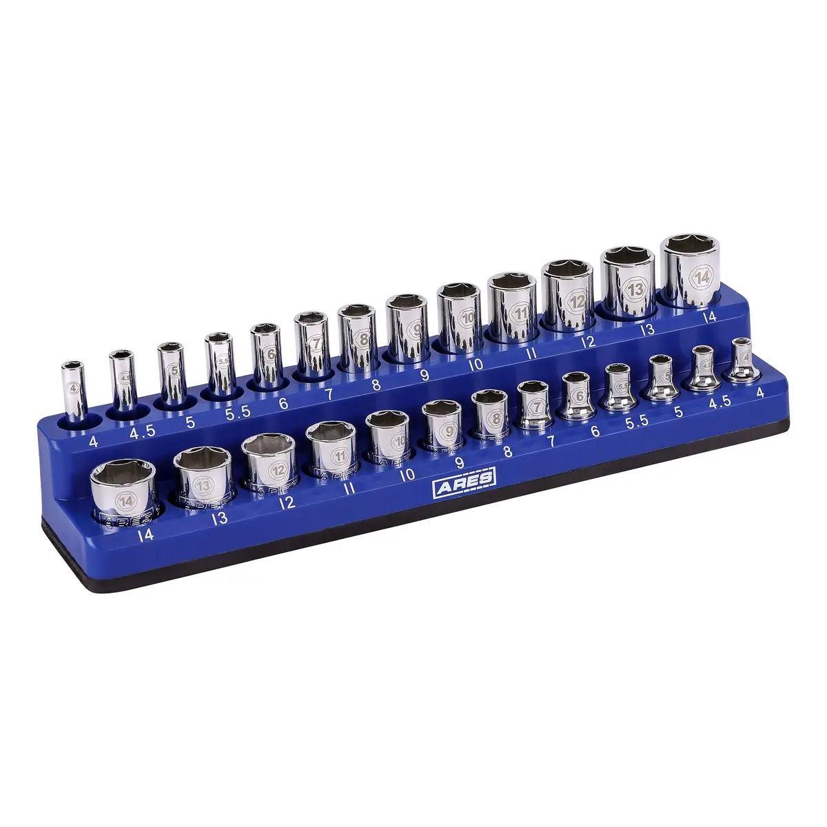 Ares 60006 - 26-Piece 1/4" Blue Metric Magnetic Socket Organizer 1