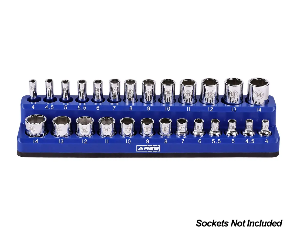 Ares 60006 - 26-Piece 1/4" Blue Metric Magnetic Socket Organizer 2