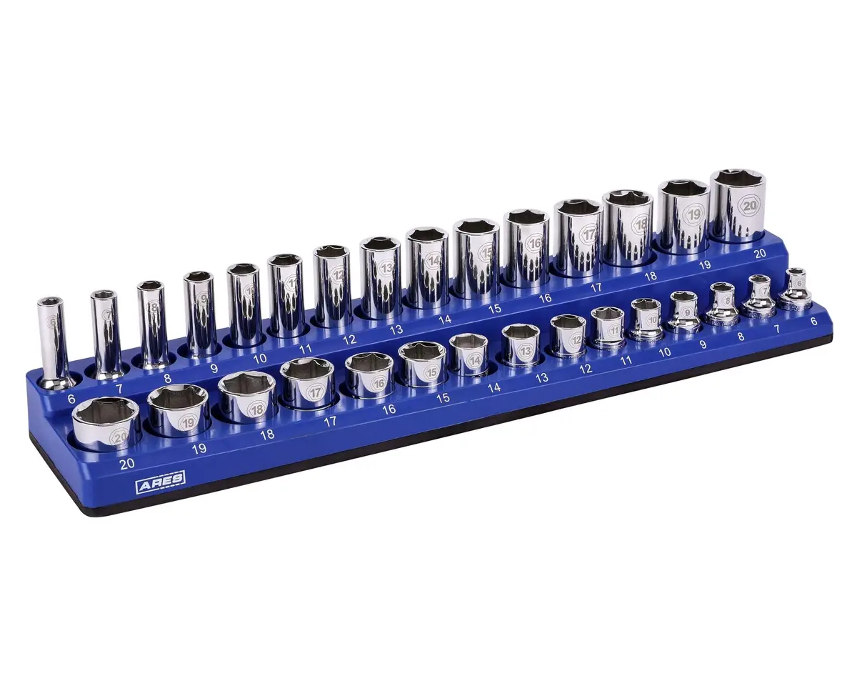 Ares 60008 - 30-Piece 3/8-Inch Blue Metric Magnetic Socket Holder 1