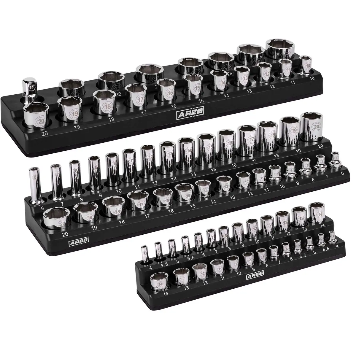 Ares 60034 - 3-Pack Black Metric Magnetic Socket Organizer Set 1