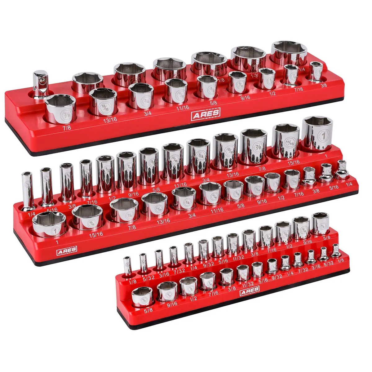 Ares 60035 - 3-Pack Red Sae Magnetic Socket Organizer Set 1