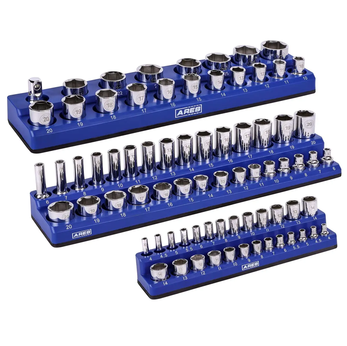 Ares 60036 - 3-Pack Blue Metric Magnetic Socket Organizer Set 1