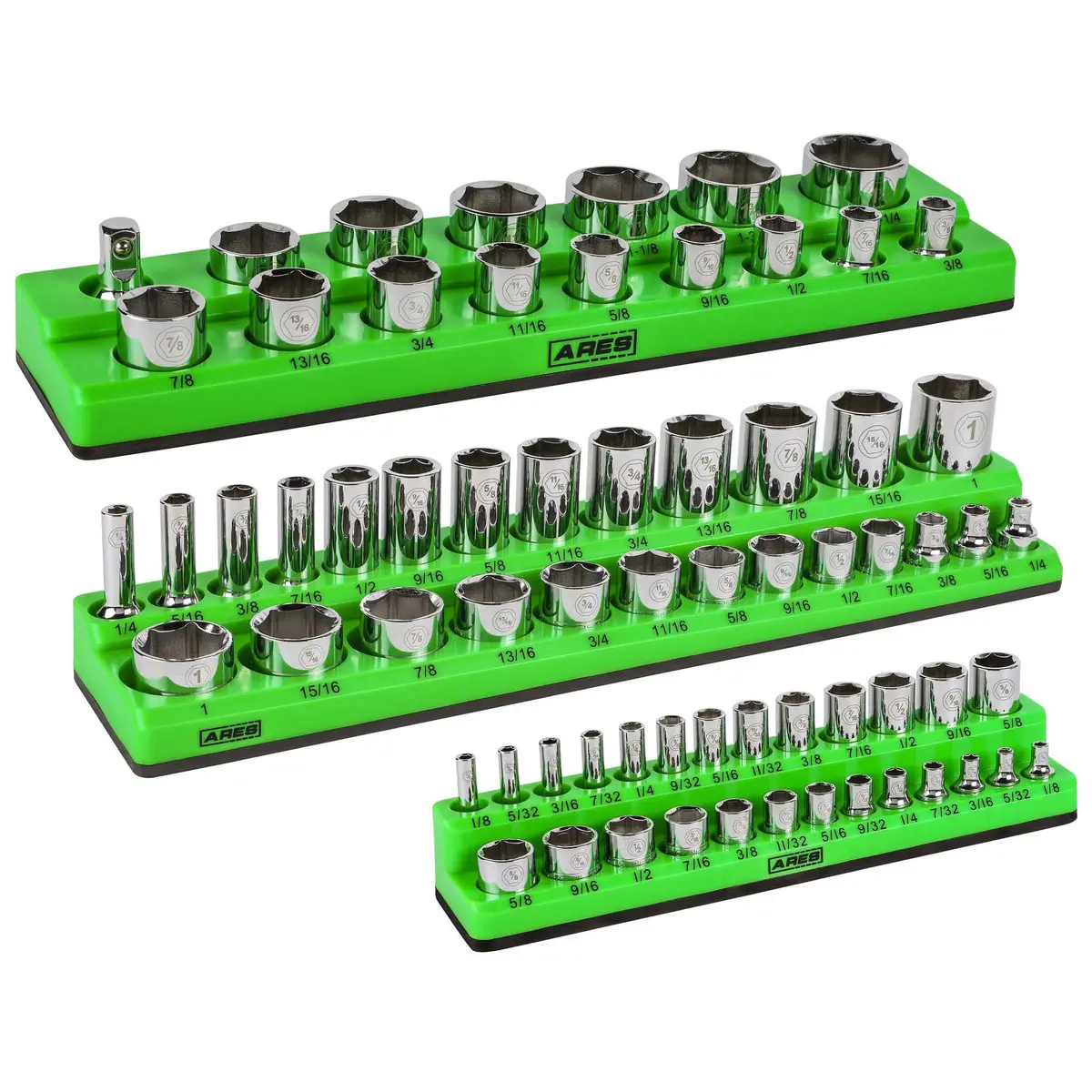 Ares 60037 - 3-Pack Green Sae Magnetic Socket Organizer Set 1