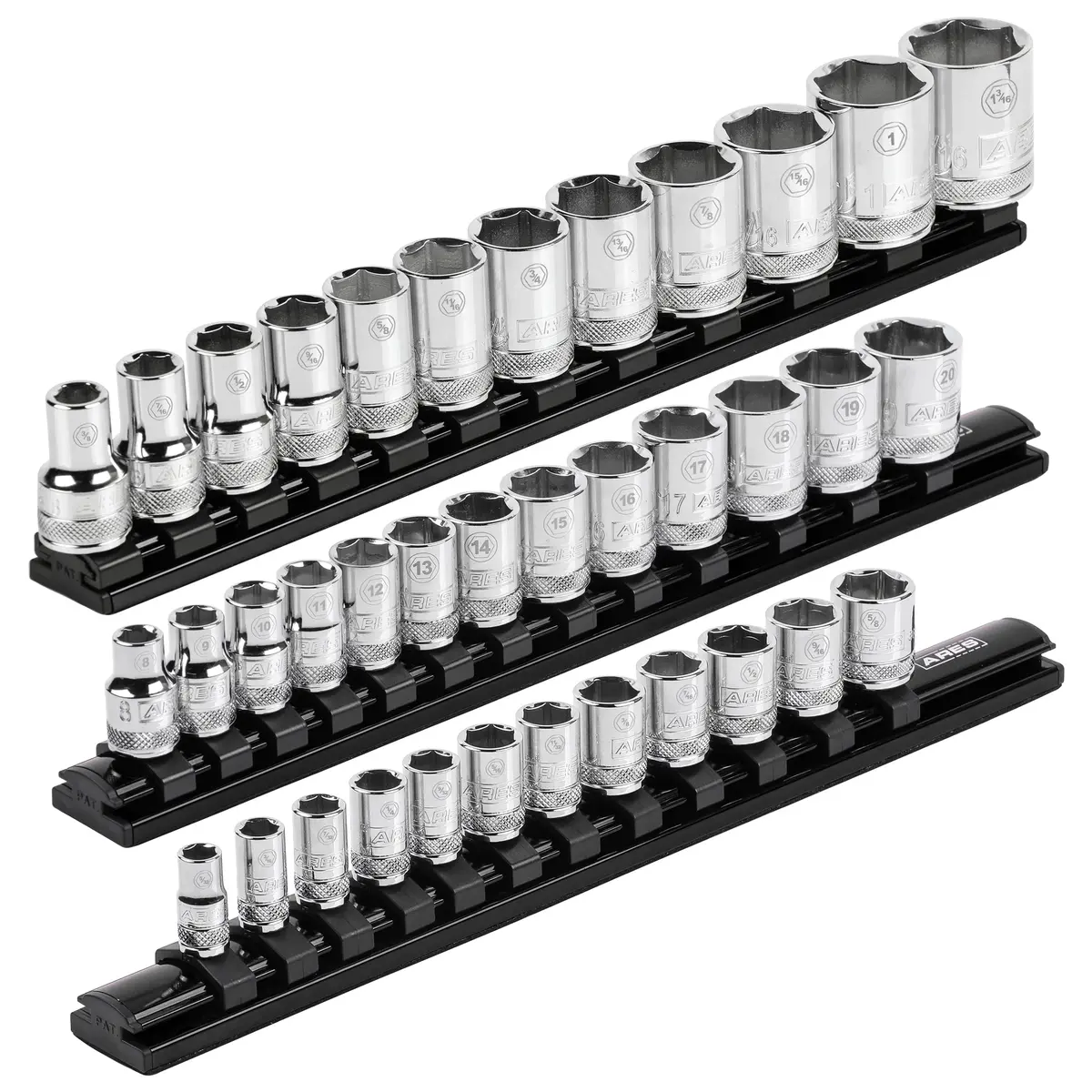 Ares 60053 - 3-Piece Black Magnetic Socket Organizer Set 1