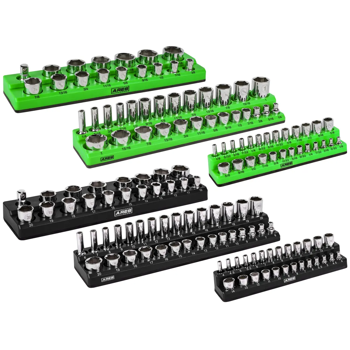 Ares Magnetic Socket Organizer Set – 143-Piece Capacity For Metric & Sae Toolboxes | Debris-Proof Holders 1