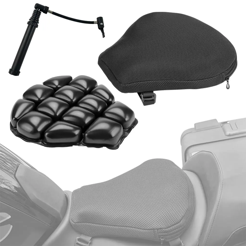 Motorcycle Air Cushion Seat With Breathable Zipper Cover Quick Release Buckle Design Universal 1