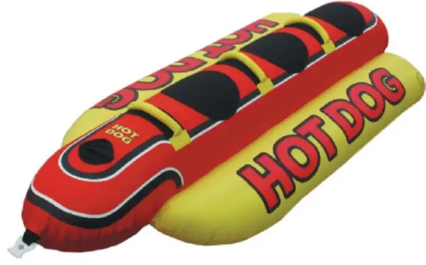 Airhead Hot Dog Weenie Boat Tube Red/Yellow - Up To 3 Users Part# Hd-3 1