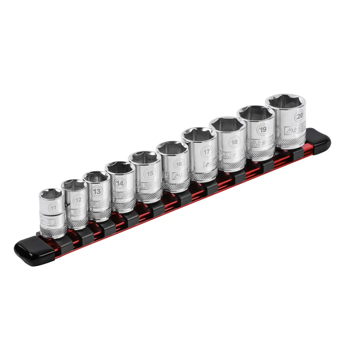 Ares 70135 - 3/8" Drive Red 9.84" Aluminum Socket Rail 1