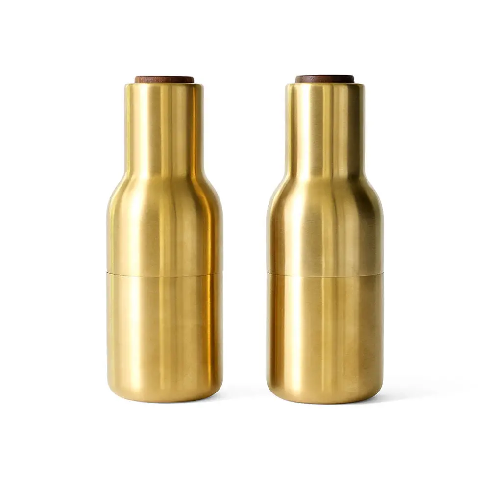 Audo Copenhagen (Menu) | Bottle Grinder Set | Brushed Brass + Walnut Lid 1