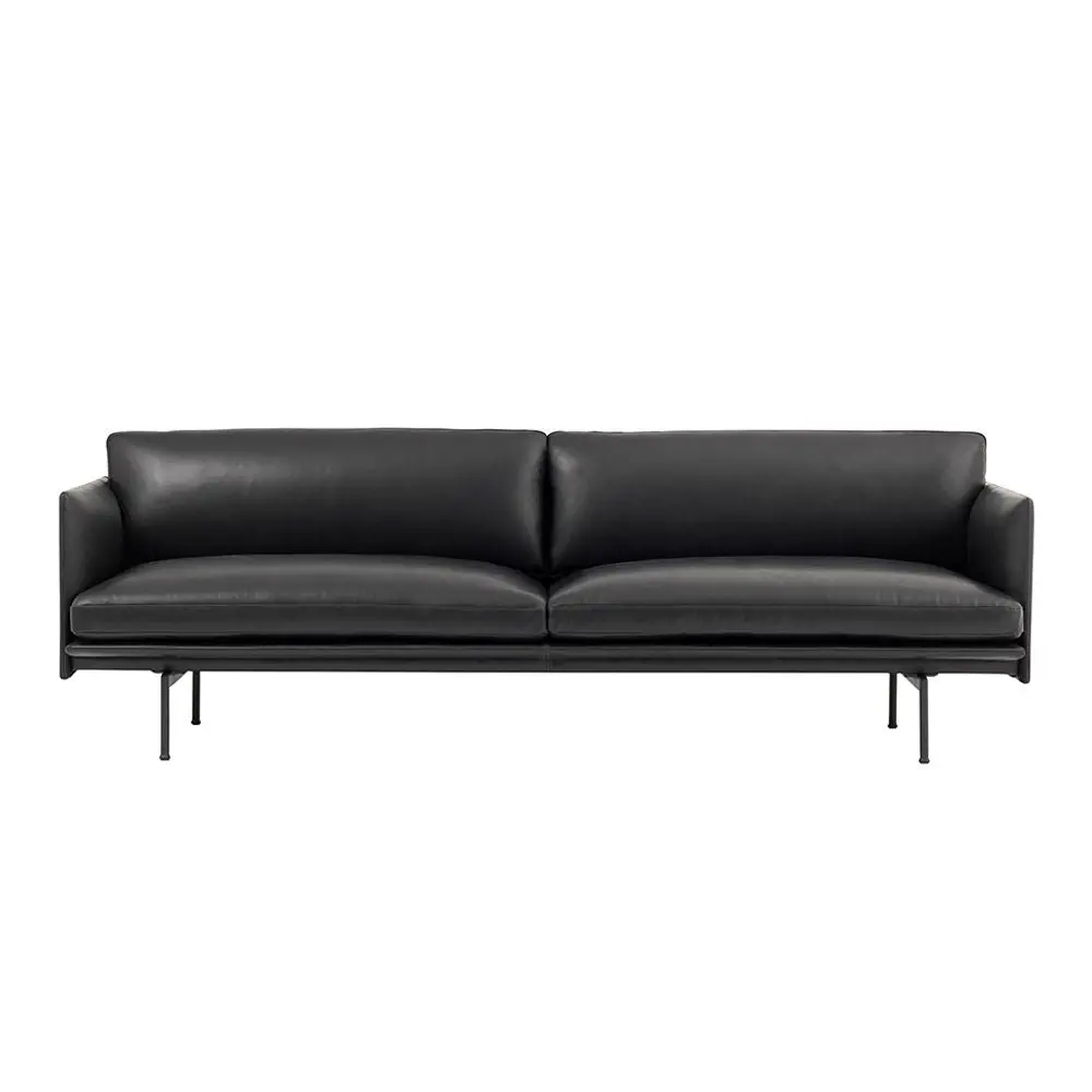 Muuto | Outline Sofa 3 Seater | Refine Leather Black 1