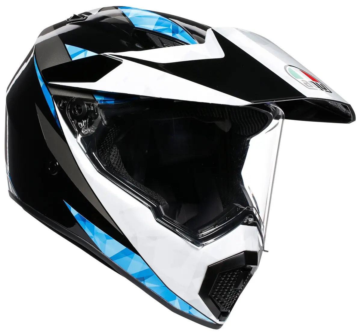 Agv Ax-9 North Helmet Summer - 4-Way Configurations - Black/White/Cyan 1