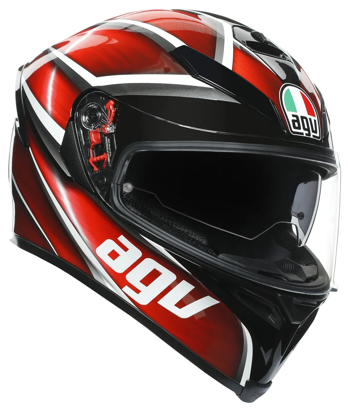 Agv K-5 S Full-Face Motorcycle Helmet - Tempest Black/Red Graphic 1